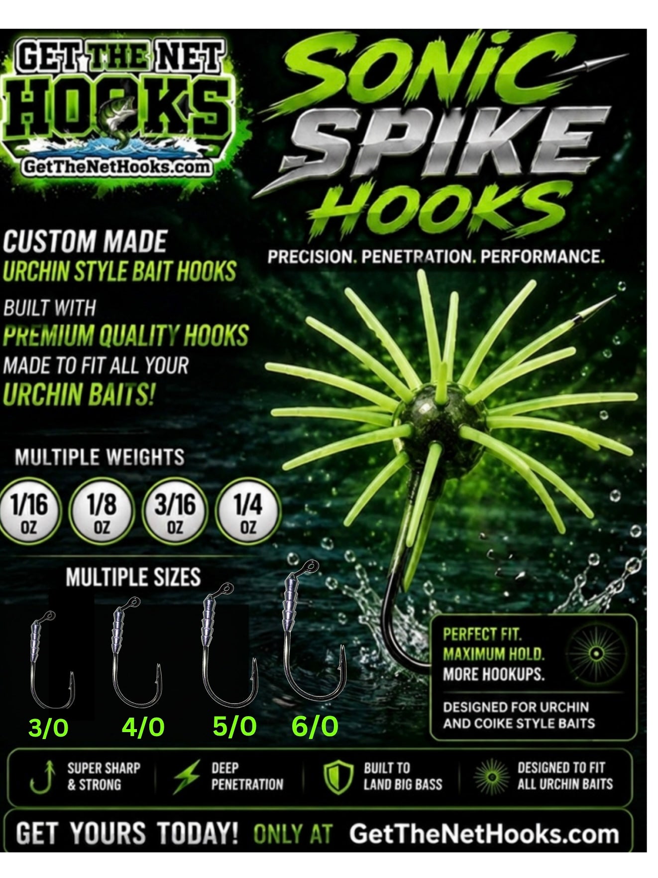 Get The Net # Sonic Spike Hooks – Mustad Urchin Bait Heads