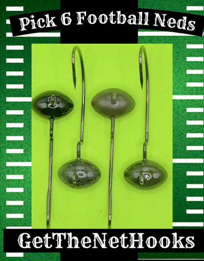 Get The Net Pick 6 Football Ned Heads – Football Jig Head for Bass
