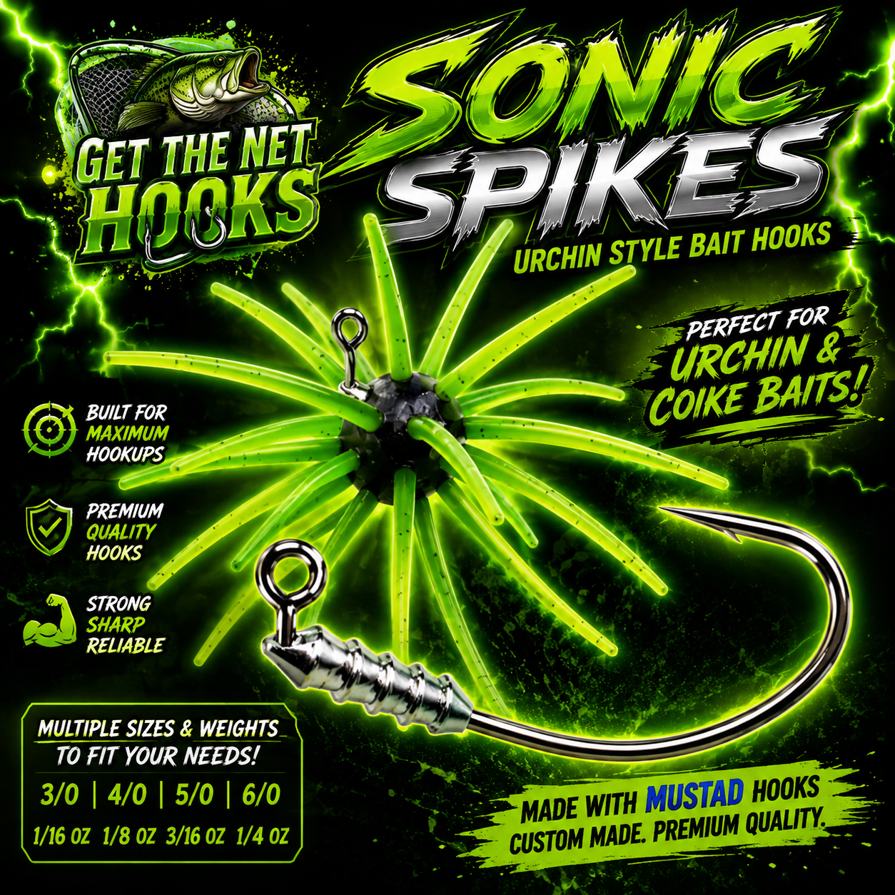 Get The Net # Sonic Spike Hooks – Mustad Urchin Bait Heads
