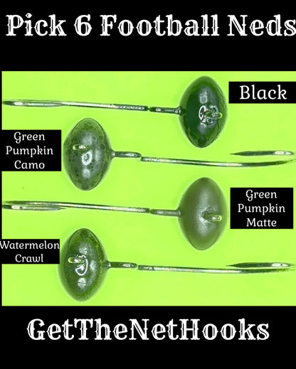 Get The Net Pick 6 Football Ned Heads – Football Jig Head for Bass