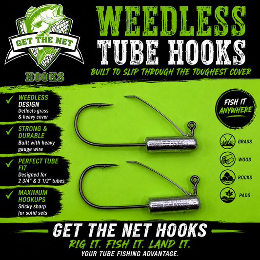Get The Net Weedless Tube Hooks – Mustad Bass Fishing Jig Heads