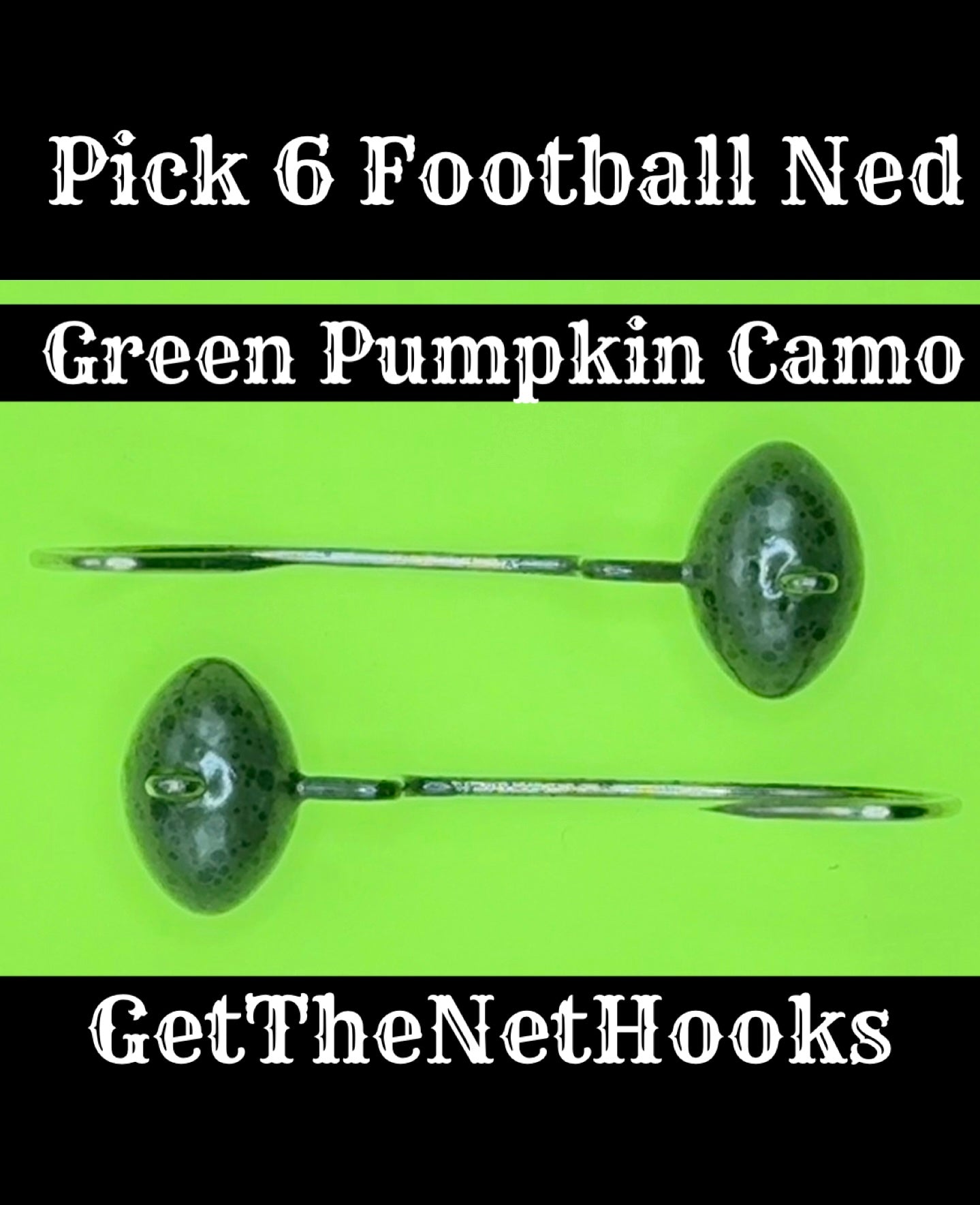 Get The Net Pick 6 Football Ned Heads – Football Jig Head for Bass